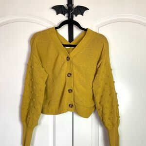 Cottagecore moon & madison Mustard Textured Cropped Cardigan size L